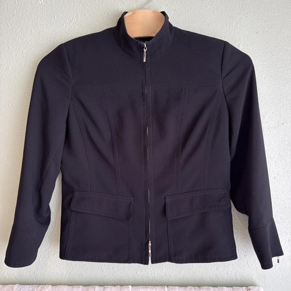 Ladies Black Moto Style Zip Up Jacket Career, Moto, Whimsiegoth Dark  Plus Sz 18